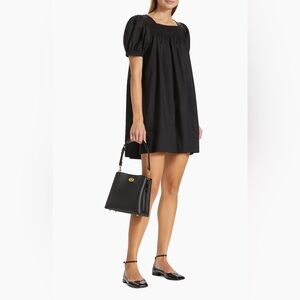 DÔEN Earhart Puff-Sleeve Minidress in Black, Size XL